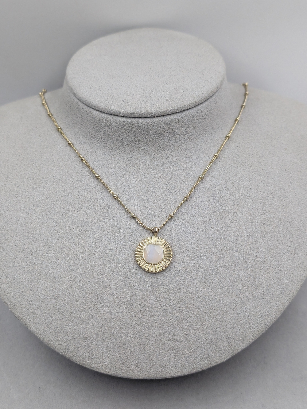 gorjana Sunburst Coin Necklace Gold Opalite Pendant | M229
